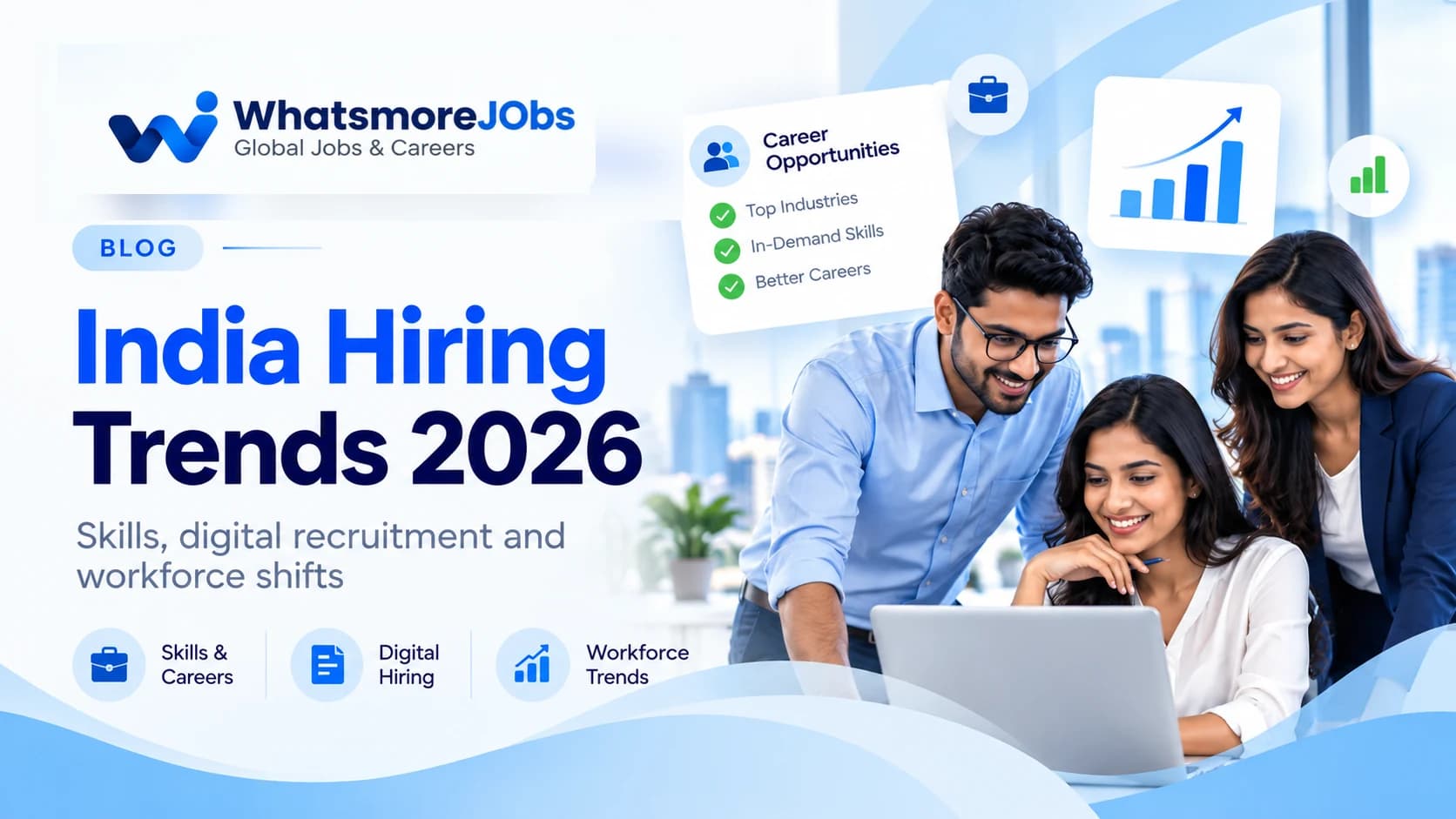 Hiring trends visual with a rising skills and workforce chart